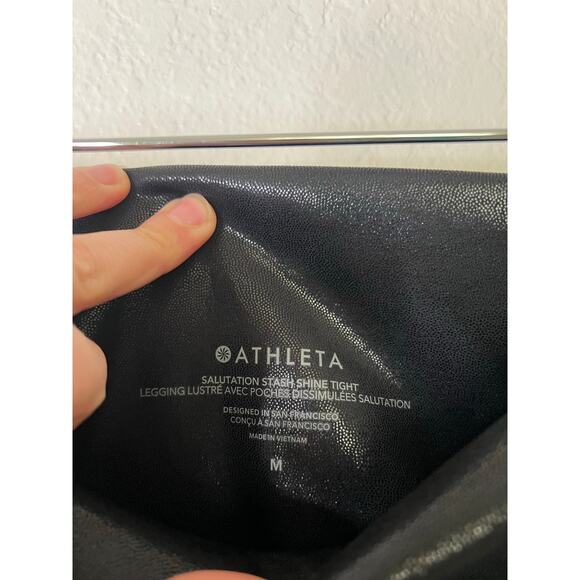 Athleta Salutation Stash Shine Tight in Black Size Medium - Picture 2 of 3